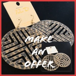 5 FOR $20!!! New cheetah 3" diam earrings plastic